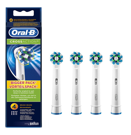 Oral-B Power Crossaction Toothbrush Heads EB50-4 Heads, For adults, Number of brush heads included 4