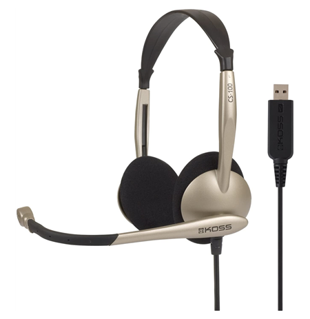 Koss Headphones CS100USB Wired, On-Ear, Microphone, USB Type-A, Noice canceling, Gold