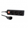 EnerGenie EG-PSU3F-01 UPS power strip, 3 FR sockets, 10 A, C14 plug, 0.6 m cable, black EnerGenie 0.6 m