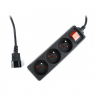 EnerGenie EG-PSU3F-01 UPS power strip, 3 FR sockets, 10 A, C14 plug, 0.6 m cable, black EnerGenie 0.6 m