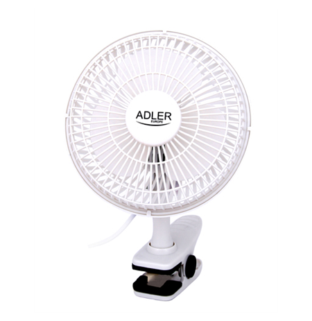 Adler Fan with clip  AD 7317 Table Fan, Number of speeds 2, 30 W, Diameter 15 cm, White