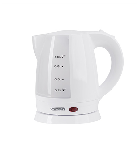 Mesko Kettle MS 1276 Standard, Plastic, White, 1600 W, 360° rotational base, 1 L