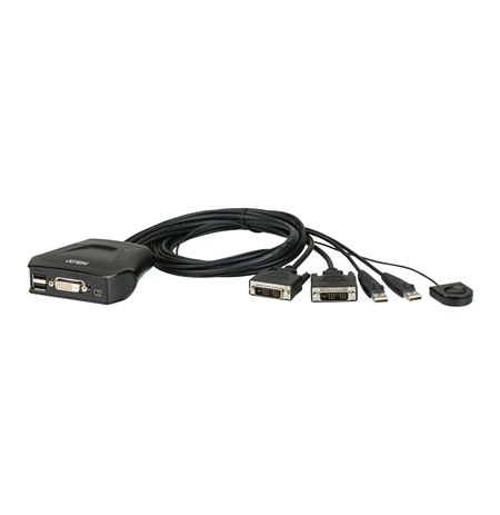 Aten 2-Port USB DVI Cable KVM Switch with Remote Port Selector