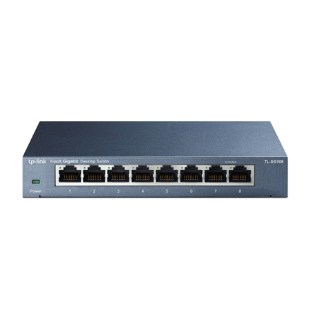 TP-LINK Switch TL-SG108 Unmanaged, Desktop, 1 Gbps (RJ-45) ports quantity 8, Power supply type External