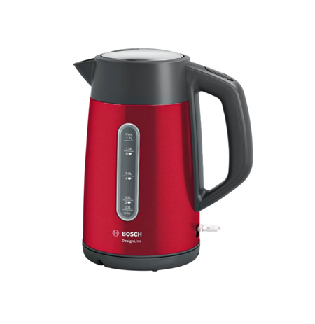 Bosch Kettle DesignLine TWK4P434 Electric, 2400 W, 1.7 L, Stainless steel, 360° rotational base, Red/Black