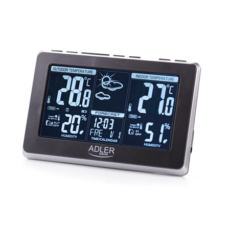 Adler Weather station AD 1175 Black, White Digital Display, Remote Sensor