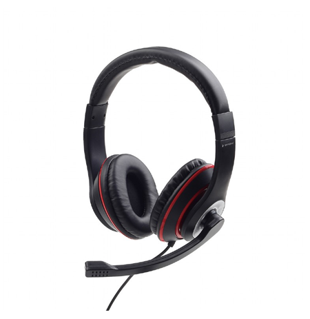 Gembird Stereo headset MHS-03-BKRD Built-in microphone, On-Ear, 3.5 mm, Black colour with red ring
