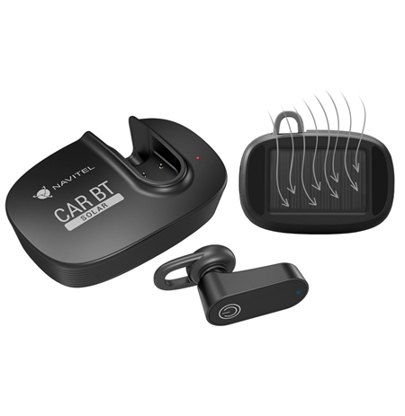 Navitel Multifunctional Bluetooth Headset Solar Car BT Hands free device, Bluetooth, Black, Recharge indicator