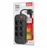 ColorWay Power Socket CW-CHE64B Black, 4xUSB, 2 m, 250 V, 6 euro sockets, 17 W