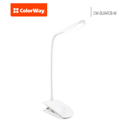 ColorWay LED Table Lamp Flexible & Clip with built-in battery White, Table lamp, 3 h, 5 V, 0.5 Ah