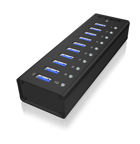 Raidsonic 10 port USB 3.0 Hub Icy Box IB-AC6110 Black