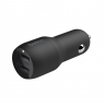Belkin Dual USB-A Car Charger 24W + USB-A to Lightning Cable BOOST CHARGE Black