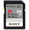Sony | 64GB SF-M Series SDXC Class10 UHS-II U3 V60 Tough Memory Card | 64 GB | SDXC | Flash memory class 10