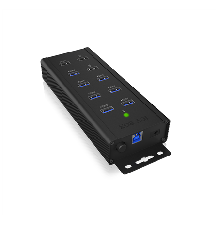 Raidsonic 7-port Industrial hub IB-HUB1703-QC3 0.71 m, Black, USB Type-A