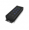 Raidsonic 7-port Industrial hub IB-HUB1703-QC3 0.71 m, Black, USB Type-A
