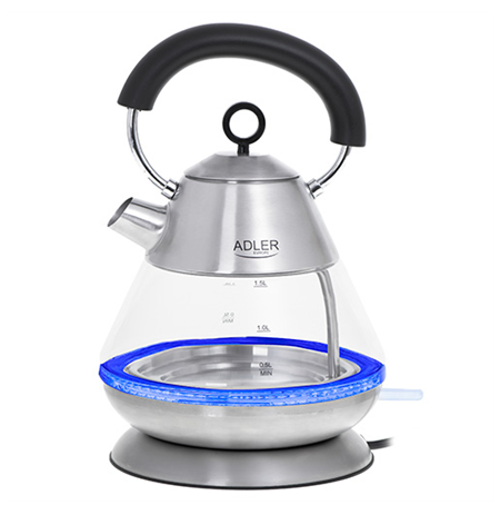 Adler Kettle AD 1282 Electric, 1850 W, 1.5 L, Glass/Stainless steel, 360° rotational base, Inox