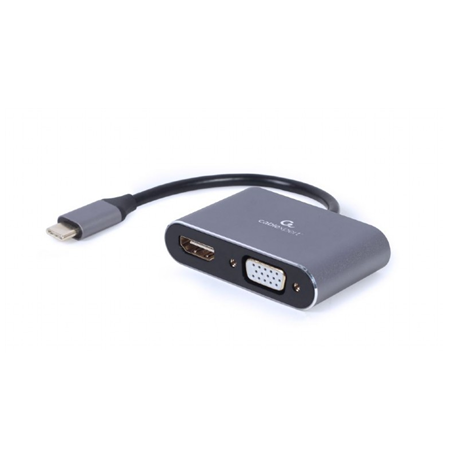 Cablexpert USB Type-C to HDMI and VGA display adapter A-USB3C-HDMIVGA-01 0.15 m, Grey, USB Type-C
