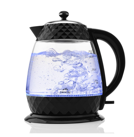 ETA Crystal Kettle ETA315490000 Electric, 2200 W, 1.7 L, Glass, 360° rotational base, Glass/Black