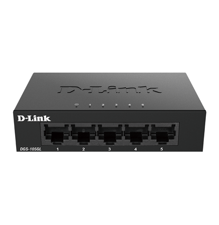 D-Link Ethernet Switch DGS-105GL/E	 Unmanaged, Desktop, 1 Gbps (RJ-45) ports quantity 5