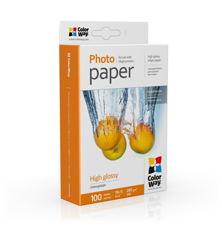 ColorWay Photo Paper 	PG2601004R Glossy, White, 10 x 15 cm, 260 g/m²