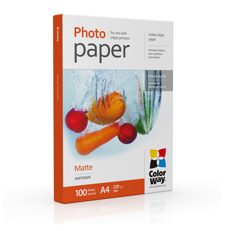 ColorWay Photo Paper 	PM220100A4  Matte, White, A4, 220 g/m²