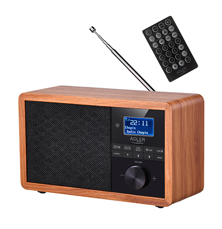 Adler Radio DAB+ Bluetooth AD 1184	 Display LCD, Black/Brown, Alarm function