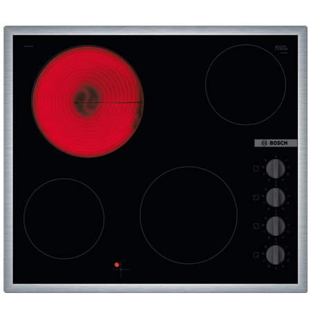 Bosch Hob PKE645CA2E Vitroceramic, Number of burners/cooking zones 4, Rotary knobs, Black, Made in Germany
