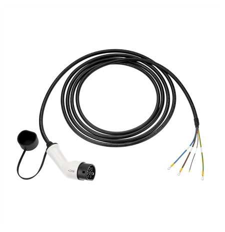 EV+ EV-CBR-T2-32-3P-W, Charging Cable Type 2 3 phase OPEN END, 32 A, 5 m
