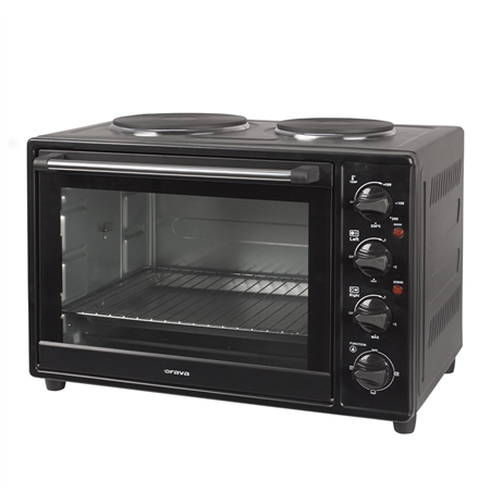 ORAVA Electric oven with two hot plates Elektra X3 34 L, Electric, Mechanical, Black