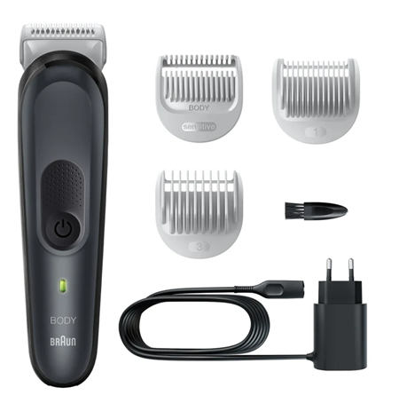 Braun Body Groomer BG3340 Cordless and corded, Operating time (max) 80 min, NiMH, Black/Grey