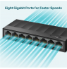 TP-LINK Desktop Switch LS1008G 10/100/1000 Mbps (RJ-45), Unmanaged, Desktop, Ethernet LAN (RJ-45) ports 8