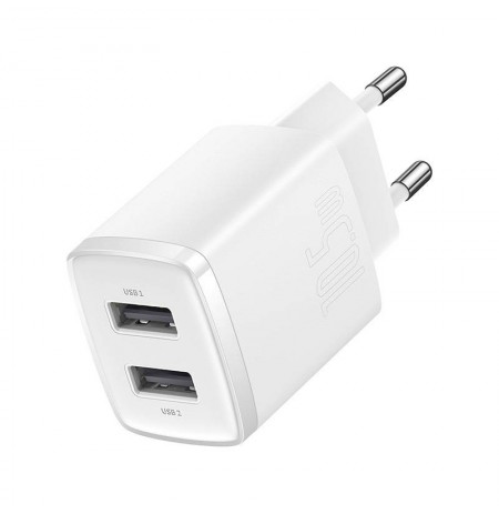 Baseus Compact Quick Charger, 2x USB, 10.5W (white)