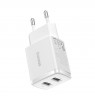 Baseus Compact Quick Charger, 2x USB, 10.5W (white)