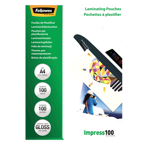 Fellowes Laminating Pouch 100 µ, 216x303 mm - A4, 100 pcs