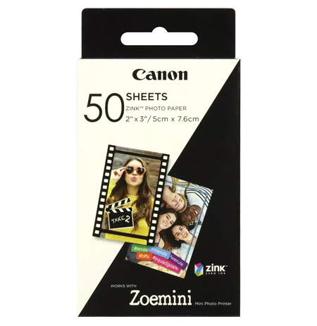 Canon 50 sheets ZP-2030 Photo Paper, White, 5 x 7.6 cm