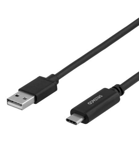 USB 2.0 kabelis DELTACO USB-A - USB-C male, LSZH, 1m, juodas / USBC-1004-LSZH