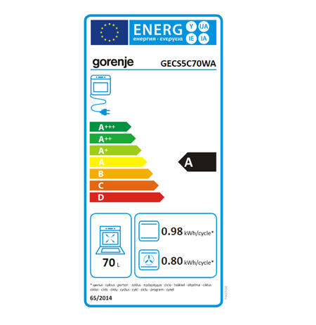 Gorenje Cooker GECS5C70WA Hob type Vitroceramic