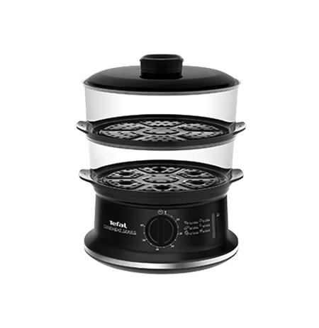 TEFAL VC1401 Food Steamer, Capacity 6L, 2 containers, Mechanical timer, Water level indicator, Power 900W, Black