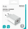 USB sieninis įkroviklis DELTACO 1x USB-A, greitas įkrovimas 18 W, baltas / USB-AC182