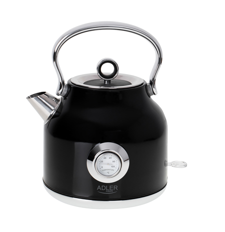 Adler Kettle with a Thermomete AD 1346b Electric, 2200 W, 1.7 L, Stainless steel, 360° rotational base, Black