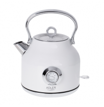 Adler Kettle with a Thermomete AD 1346w Electric, 2200 W, 1.7 L, Stainless steel, 360° rotational base, White