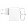 Baseus GaN5 Pro USB-C + USB wall charger, 100W + 1m cable (white)