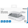 USB įkrovimo stotelė DELTACO 4x USB-A, 2x USB-C, 50 W, balta / DPS-0203