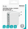 USB-C sieninis įkroviklis DELTACO 1x USB-A, 3x USB-C, bendra galia 130 W, balta / USBC-GAN04