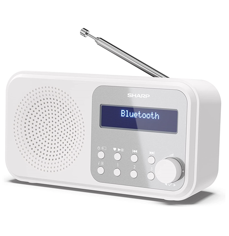 Sharp DR-P420(WH) Tokyo Portable Digital Radio, FM/DAB/DAB+, Bluetooth 5.0, USB or Battery Powered, Snowy White