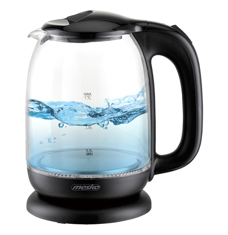 Mesko Kettle MS 1302b Electric, 2200 W, 1.7 L, Glass, 360° rotational base, Black