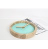 Laikrodis - Medinis Apvalus Laikrodis (Mint Green Dirbtinė Oda)