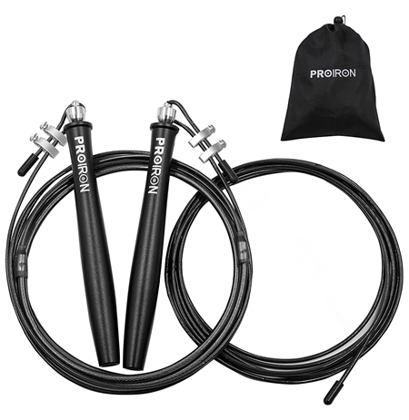 PROIRON Speed Skipping Rope Black, Steel wire/Aluminium, 300 cm