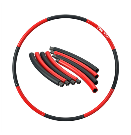 PROIRON Fitness Hula Hoop 1.8 kg, Black/Red, 73 - 98 cm wide, 8 sections