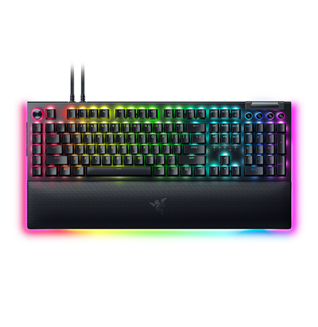 Razer Mechanical Gaming Keyboard BlackWidow V4 Pro RGB LED light, US, Wired, Black, Green Switches, Numeric keypad